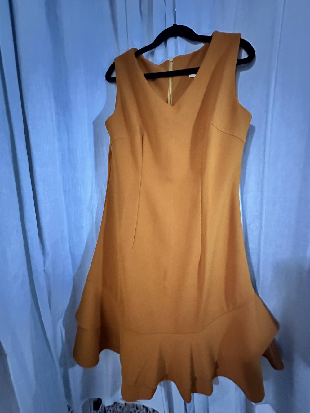 Sleeveless Midi Dress in Marigold with Flounce Hem Size Extra Small
